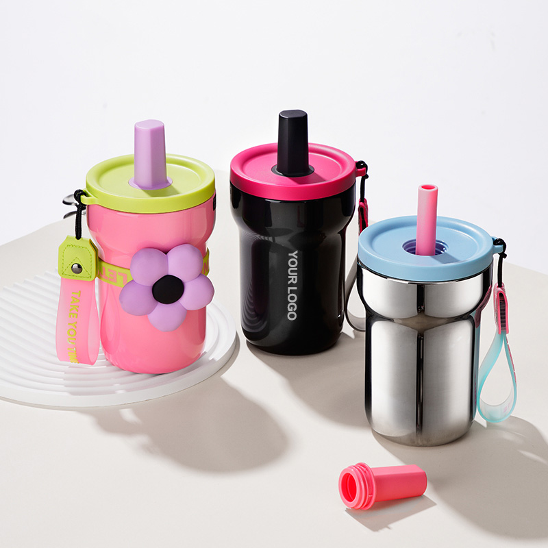 Portable Vacuum Insulated Coffee Mug With Straw