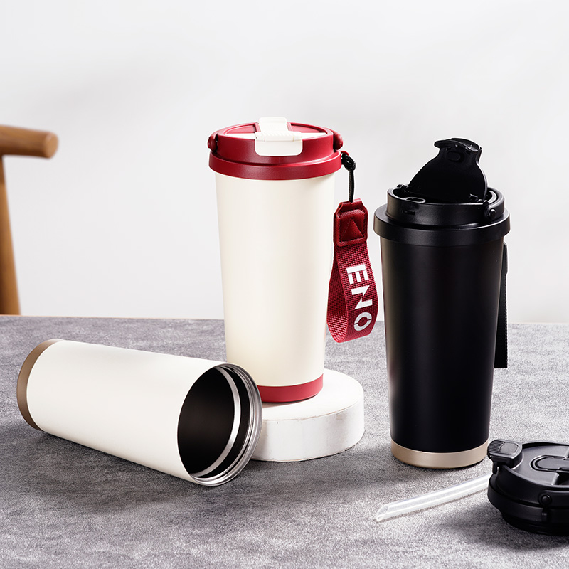 Travel 316 Stainless Steel Vacuum Coffee Cup With Straw
